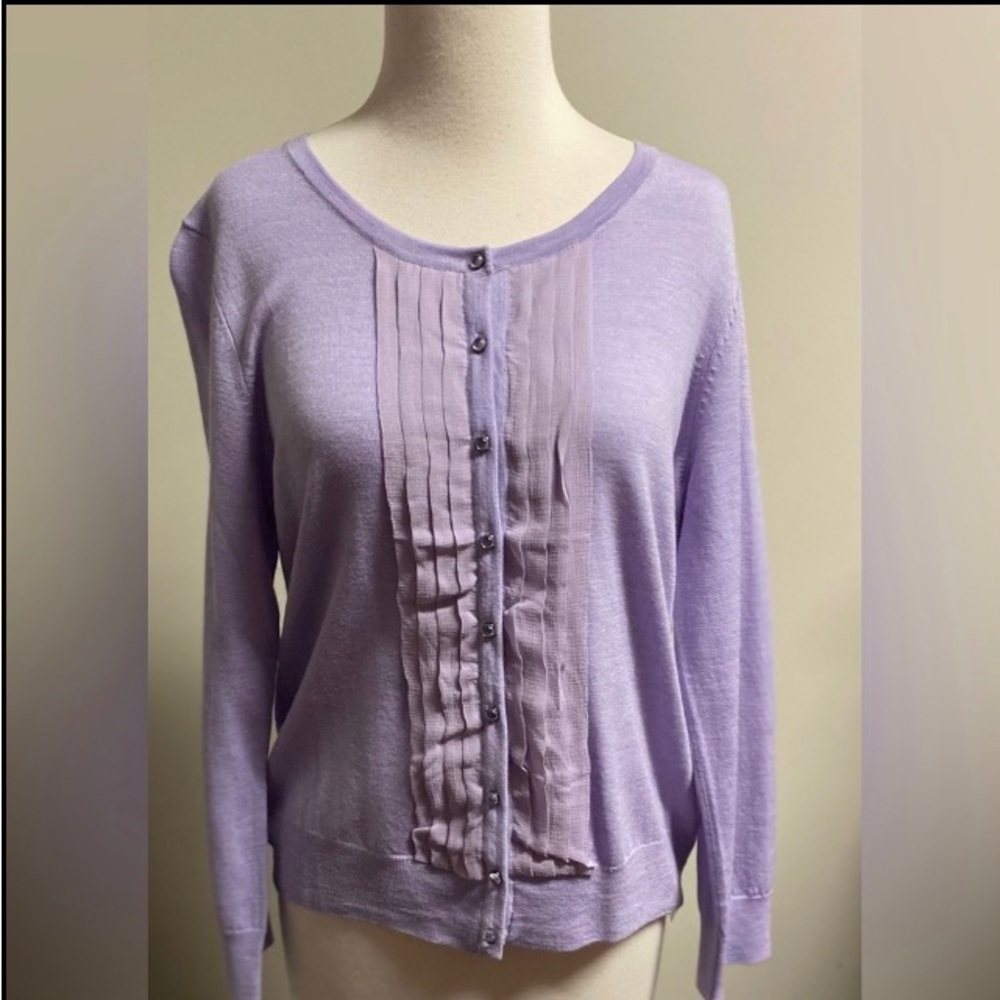 Talbots lavender silk‎ blend cardigan. Sz-PXL NWT’s